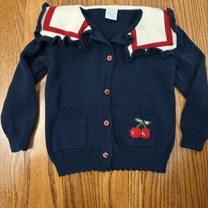 Pepa London heirloom Charming Navy Kids Sweater with Cherry Motif